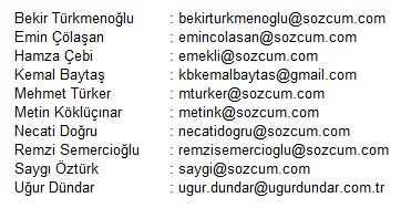 Szc yazarlar e-mail adresleri iletiim bilgileri