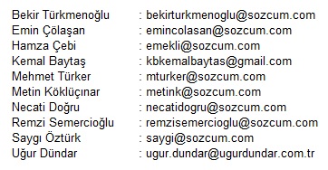 Szc yazarlar e-mail adresleri iletiim bilgileri